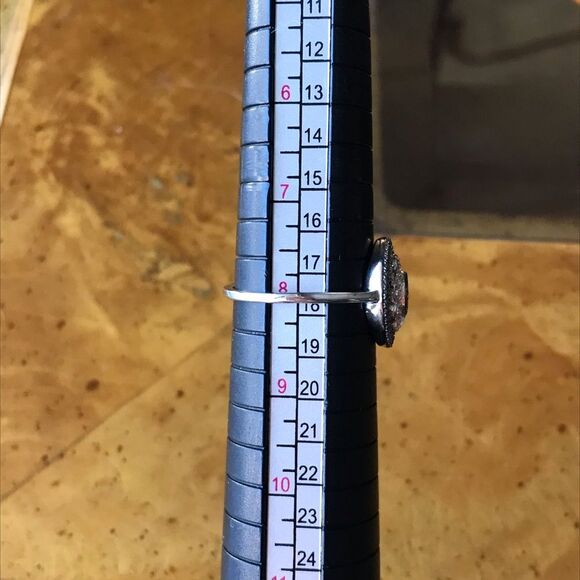 Natural Green Diamond Accent Sterling Silver Ring Size 8 - Picture 2 of 8